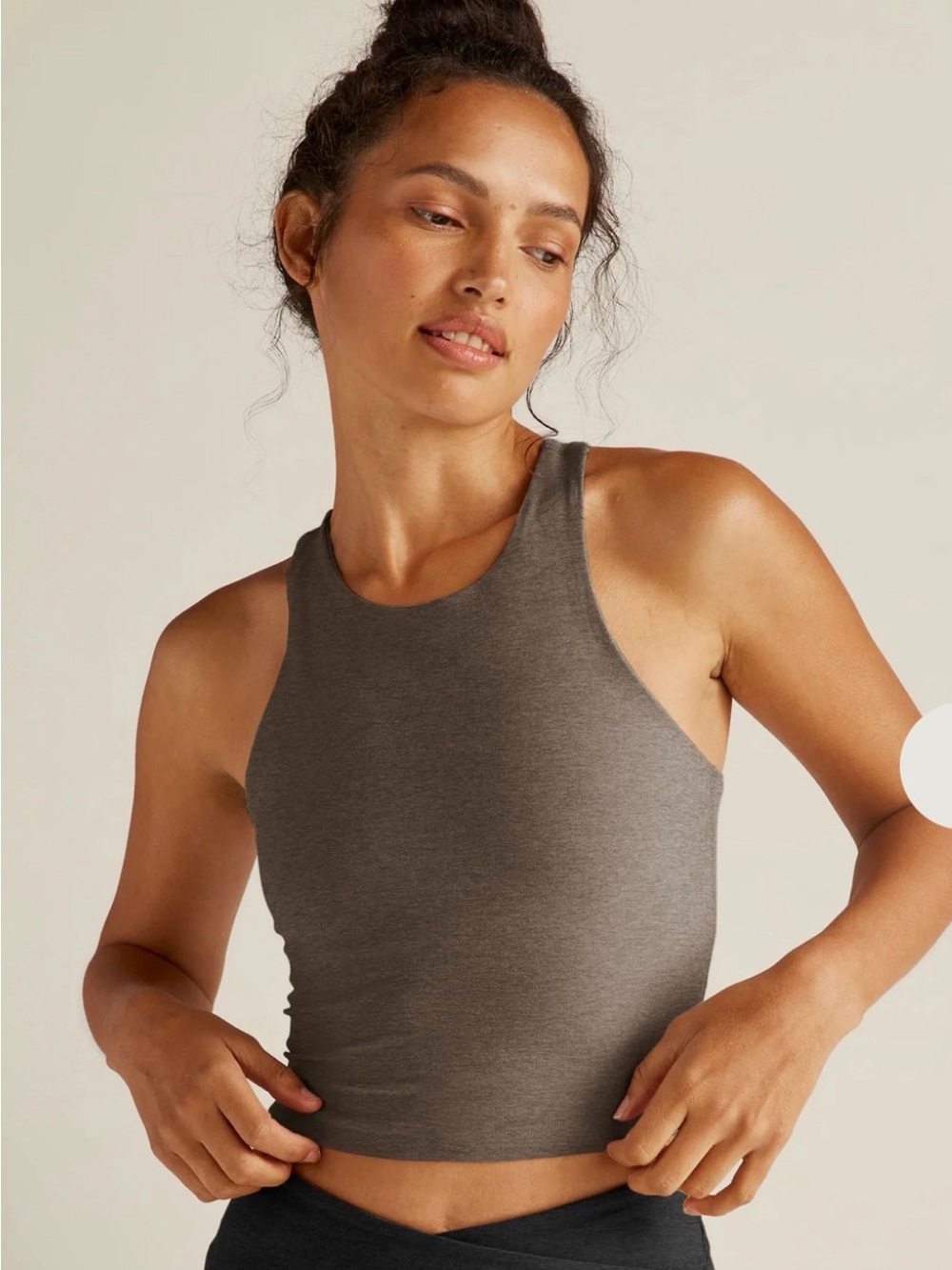 Beyond Yoga Refocus Crop Tank, Soft Umber Heather Medium
